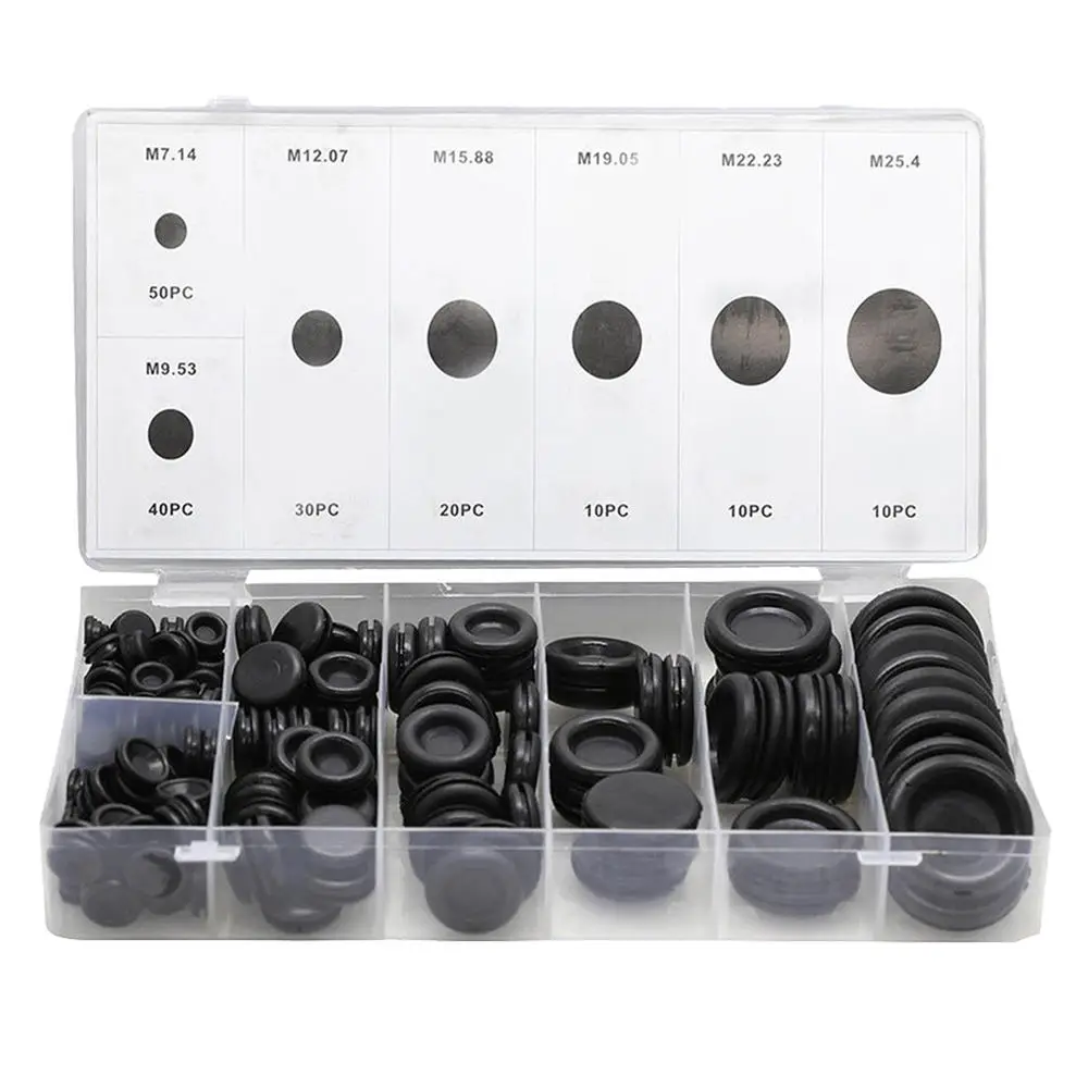 

170PCS Rubber Grommet Assortment Firewall Hole Plug Electrical Wire Gasket Boxed Rubber Protection Coil Set