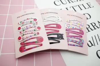 

200set 6Ppcs/set Cartoon Metal Printing Colour Animal Baby BB Clips Girls Hairpins Hair Clip