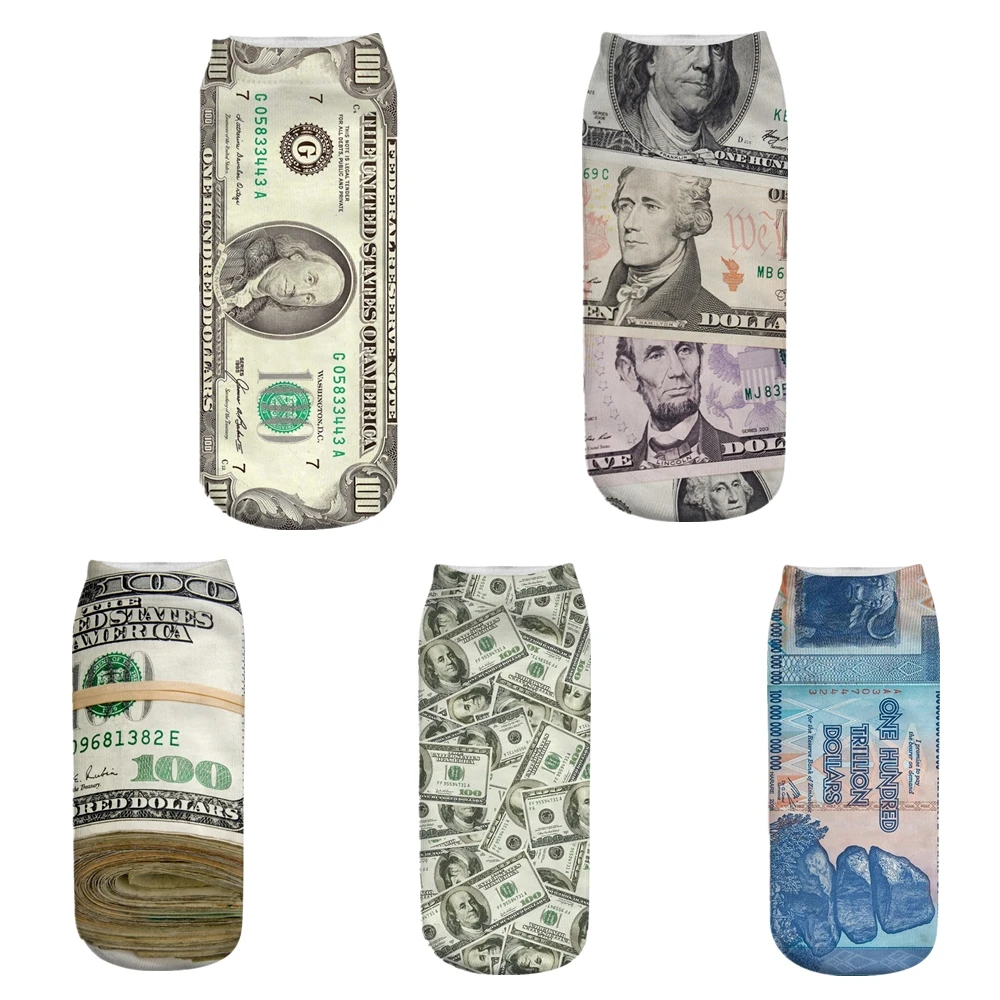 Men's Summer Dollar Pattern Personality Funny Cotton Socks Harajuku Fashion Street Thin Sections Dollar Print Retro Happy Socks
