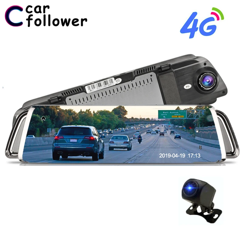 1" видеорегистратор 4G камера в зеркале заднего вида Android Автомобильный видеорегистратор HD 1080P видео рекордер WiFi gps ADAS двойной объектив Авто регистратор Bluetooth