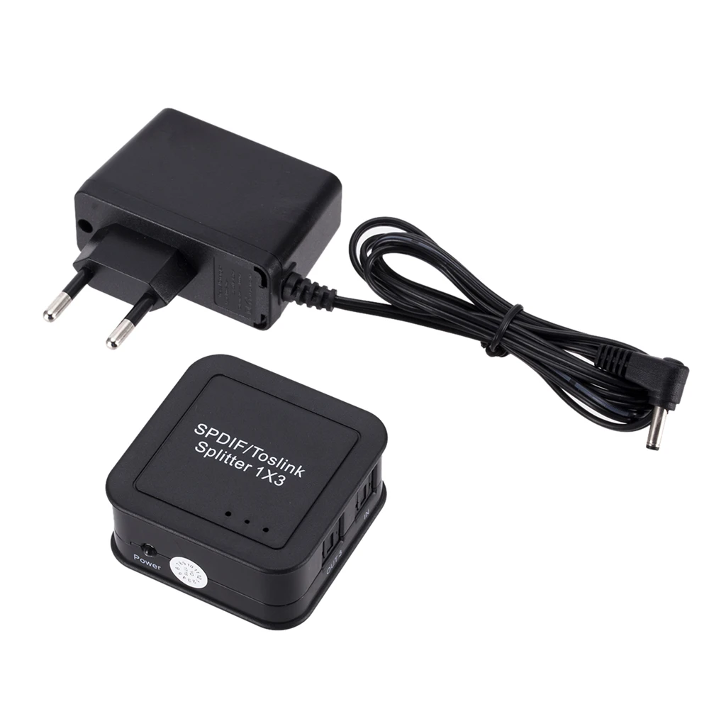 

Mini Digital Optical Fiber Audio Splitter 1 In 3 Out SPDIF TOSLINK Adapter +Plug