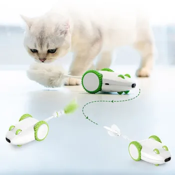 

Electronic Cat Toy Cat Teaser Toy Simulation Mouse Glowing Squeak Interactive Puzzle Smart Dog Cat USB Automatic Feather Toy