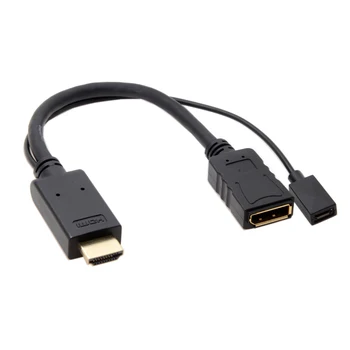 

10pcs/lot Cablecc Female DisplayPort DP Sink 4K 2K to HDMI Source Video Cable for PC Laptop Monitor 20cm