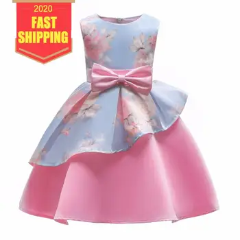 

Keelorn Girls Dresses 2020 Spring Winter Girls Princess Dress O-neck Short Sleeve Flowers print for Kids Clothes baby girl dress