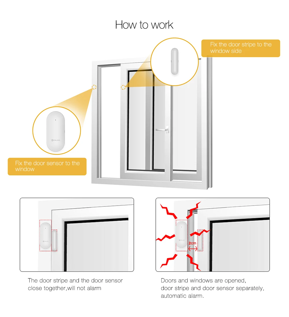 DIGOO Модернизированный 433 МГц дверная и оконная сигнализация Сенсор для DIGOO DG-HOSA DG-HAMA охранной сигнализации Системы для умного дома