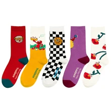 С героями «Улица Сезам» для костюмированной вечеринки с принтами из мультфильмов Носки Элмо куки с мультфильма Монстр модная забавная милые женские носки осень приятный хлопок, носки