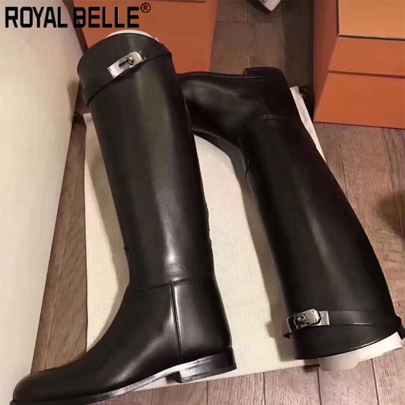 Royal Belle/женские ботинки с металлическим ремешком и замком в виде акулы высокие из