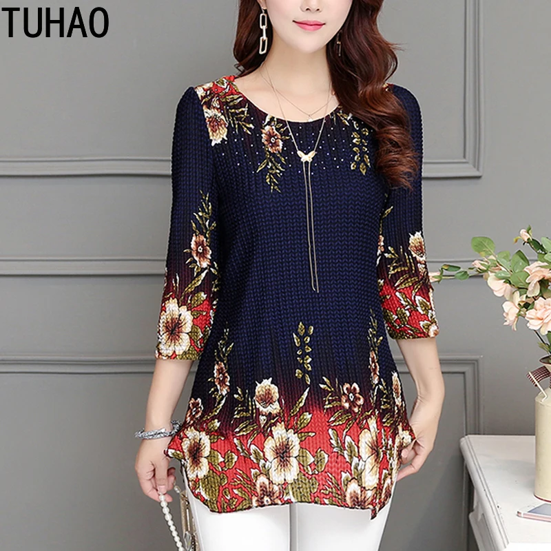 TUHAO/Большие размеры 4XL 3XL женская блузка топы для мамы новая рубашка размера плюс