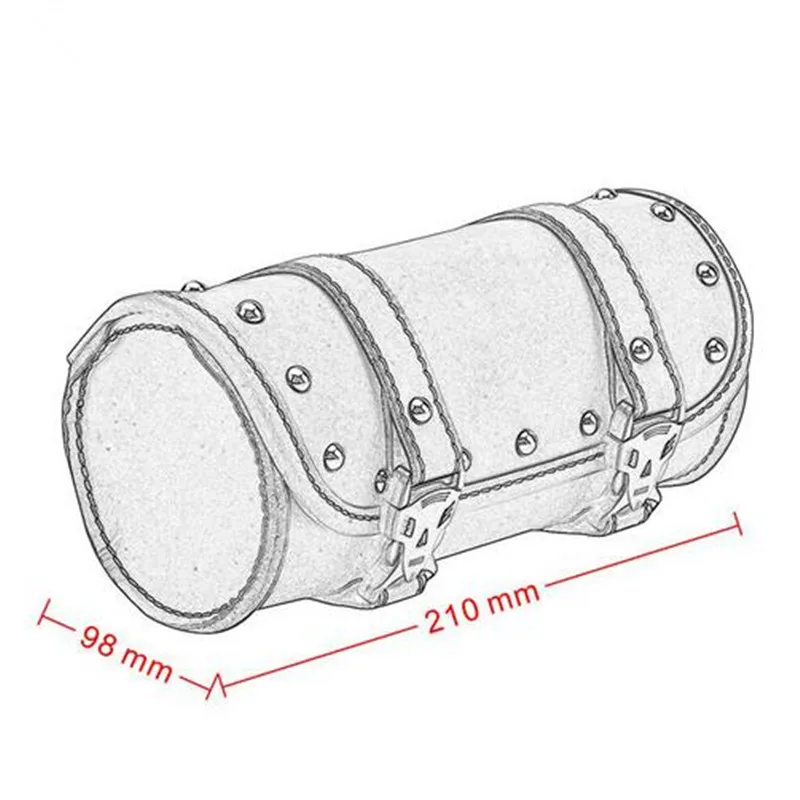 Universal Motorcycle Saddlebag Waterproof PU Leather Saddlebags For Motorcycle Tool Bag Mounting Strap Round Storage Bag(Black