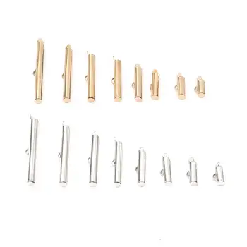 

30/40/50pcs length 10-40mm two colors Crimp End Beads Slide On End Clasp Tubes Slider End Caps Necklace Bracelet Connectors