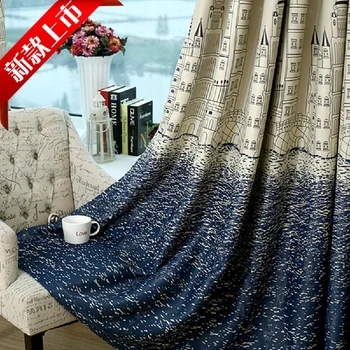 

Mediterranean Water Castle Printing Thickening Curtains for Bedroom Living Room Study Children's Curtains Custom