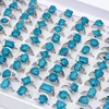 New bulk lots 25pcs mixed designs Prismatic Heart-shaped Circular blue stone zinc alloy womens rings fashion jewelry ring 3