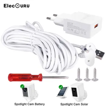 

20ft/6m Power Cable for Ring Spotlight Cam Solar/Battery Camera with Adapter Screwdriver,Waterproof Outdoor USB Extension Cable