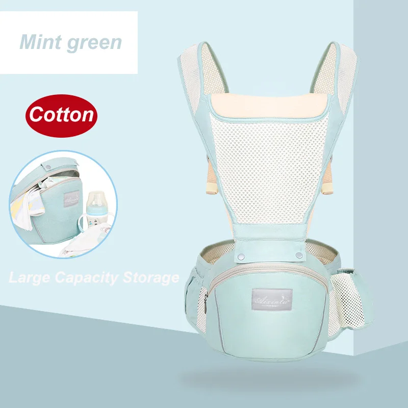 Эргономичная переноска для новорожденных, рюкзак для младенцев, слинг-кенгуру с передним бортиком для путешествий 0-36 месяцев - Цвет: Mint Green