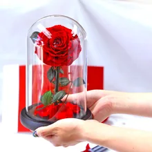 Rosas de la Bella y La Bestia, flores preservadas, eternas en rosas rojas cúpula de cristal, regalo de San Valentín para novia, envío directo