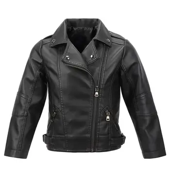 

Famuka New Kids PU Leather Jacket For Boys Girls Spring Autumn Solid Casual Outerwear Children Teenagers Coats 3-14Y