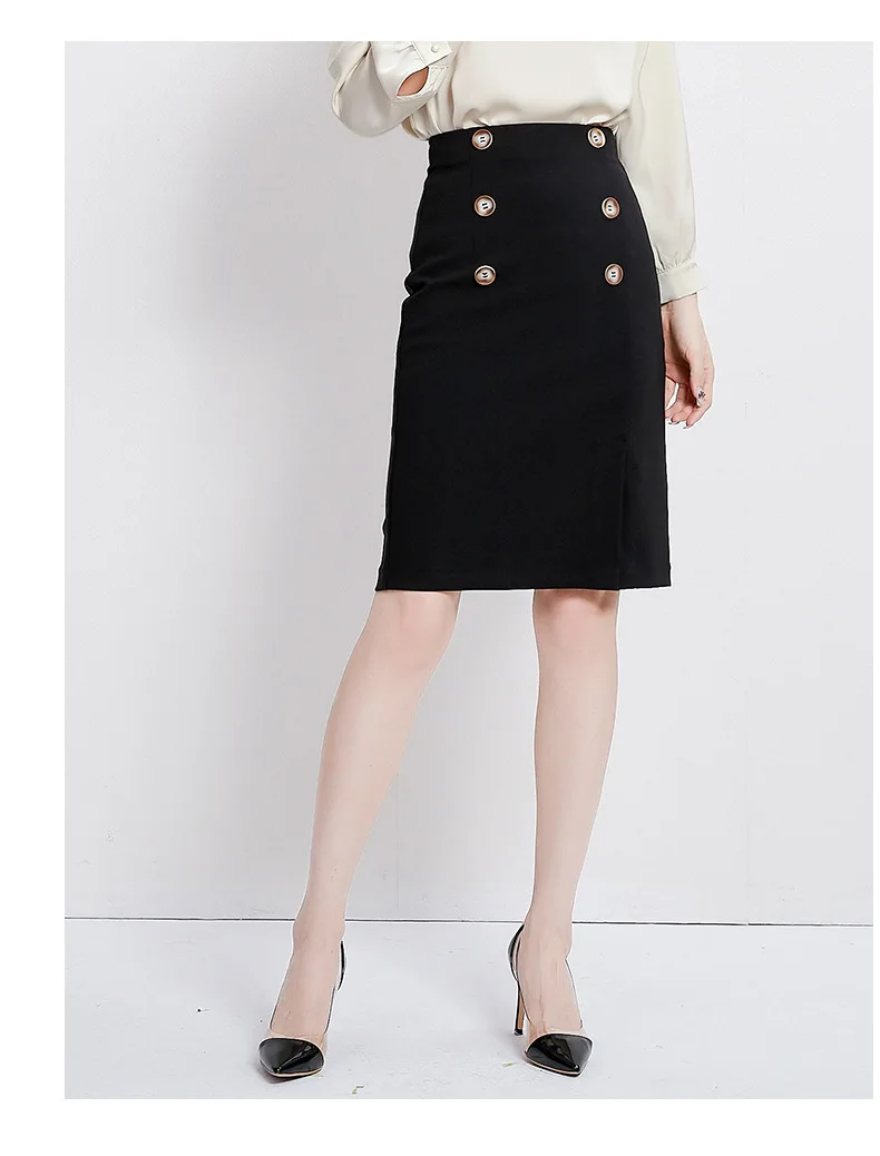 Women Skirts Autumn Winter New Woman Korean Elegant High Waist A-line Package Hip Skirt Midi Chic Wild Retro Button Skirts