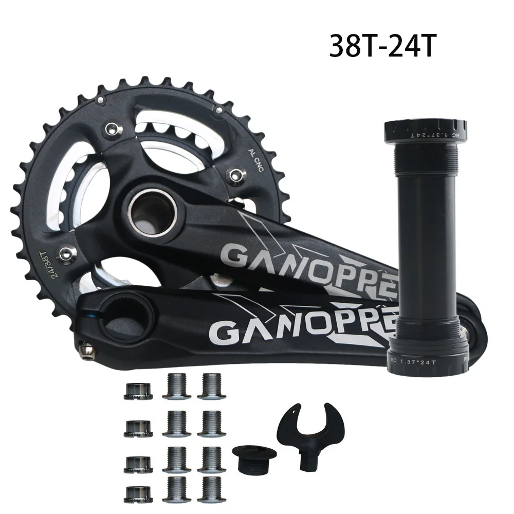 38T 24T Crankset 175 фэт с крупными покрышками для езды по кривошипно 100 мм BB 104BCD 9S 10S 11 2*10S диаметра окружности болтов(цепное колесо 32/34/36/38T 104 мм BCD один Скорость Chainset - Цвет: 38T 24T Crankset