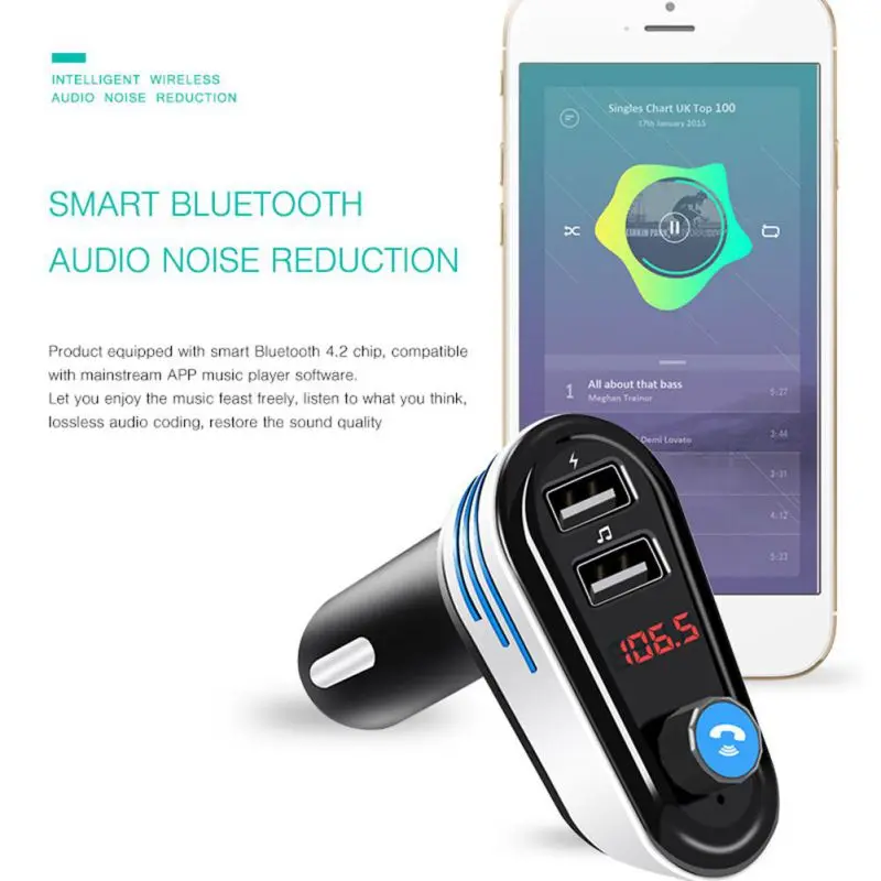 Автомобильное зарядное устройство с двумя USB, 5 В, 3,1 А, Bluetooth, гарнитура, автомобильный комплект, беспроводной Автомобильный MP3 аудио плеер, fm-передатчик