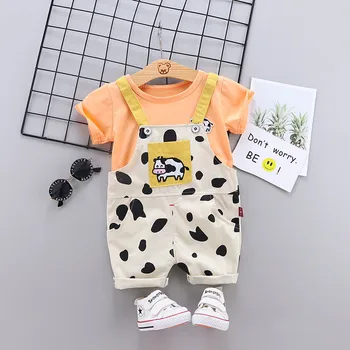 

Baby Clothing Sets Summer Cartoon Cow Baby Boys Clothes Infant cotton boys Tops T-shirt+Pants Outfits kids clothes Set