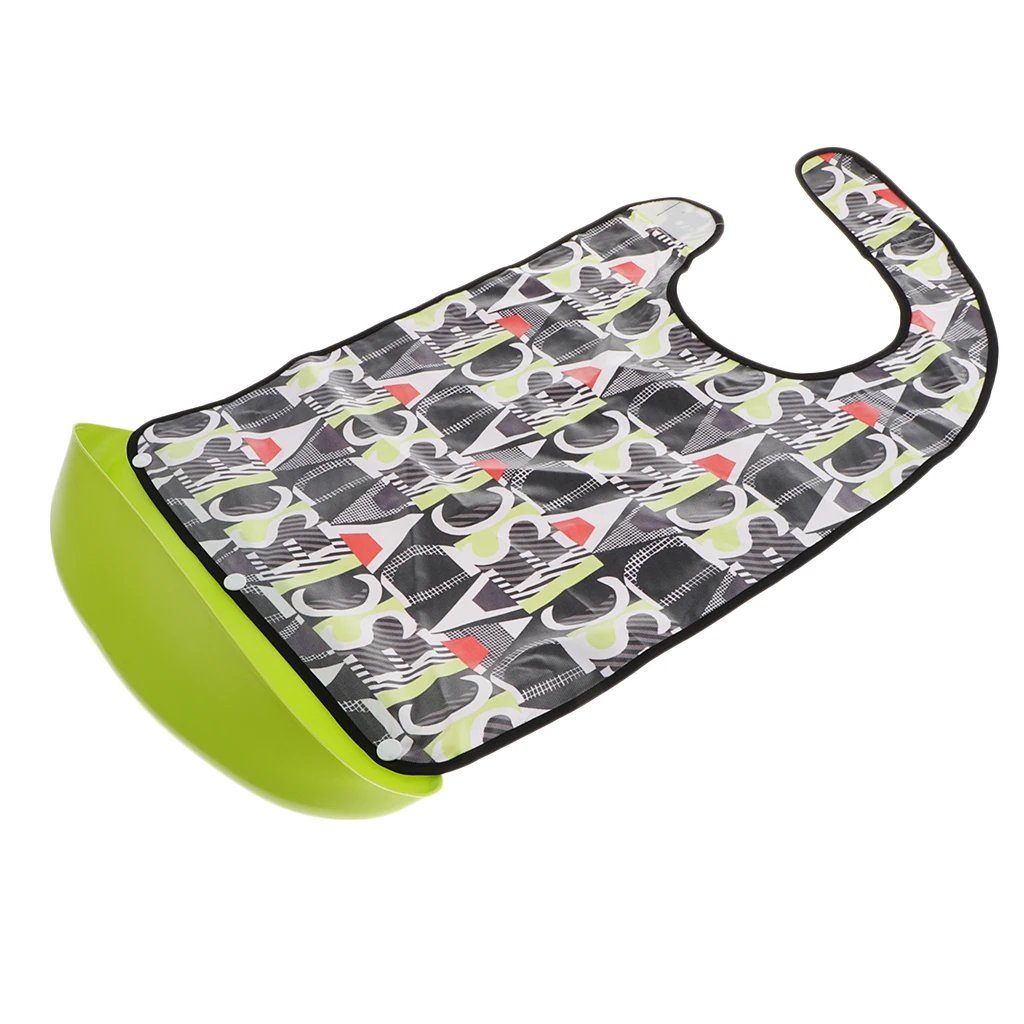 Anti-oil Large Adult Bib Clothes Protector Waterproof with Food Catcher Pocket Wipe Clean for Home Hospital Patient Elderly Use