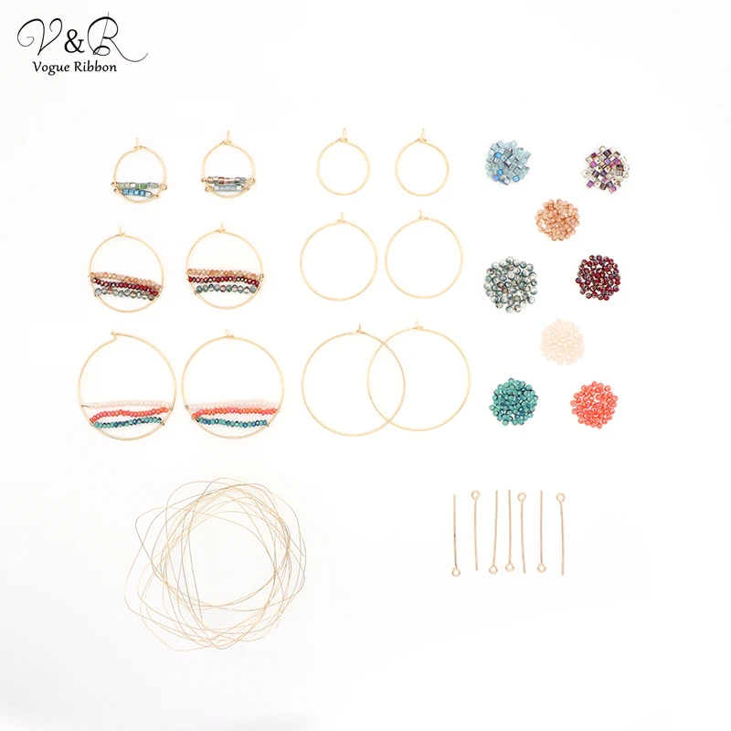 

DIY Handmade Jewelry Making Multiple Color Glass Seed Bead Charms Pendants Hoop Earring Set Components Fashion Jewelry DIY-132