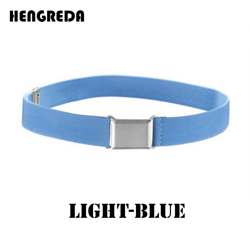 Light-blue Холщовый ремень для мальчиков, детский модный ремень с пряжкой из сплава для мужчин, регулируемые эластичные детские ремни, 11 цветов, 77*2,5 см - Цвет: Light-blue