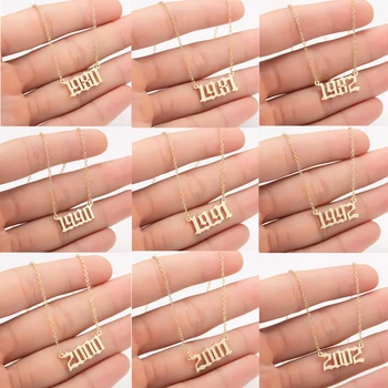 

Personalized Year Number Necklaces for Women Custom Year 1980 1989 2000 Birthday Gift from 1980 to 2020