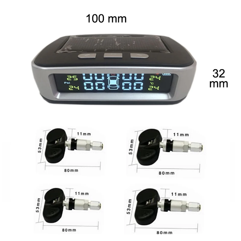 Солнечный TPMS датчик давления в шинах, Автомобильный датчик в режиме реального времени, внешний датчик s TP068, ЖК-дисплей, система мониторинга давления в шинах