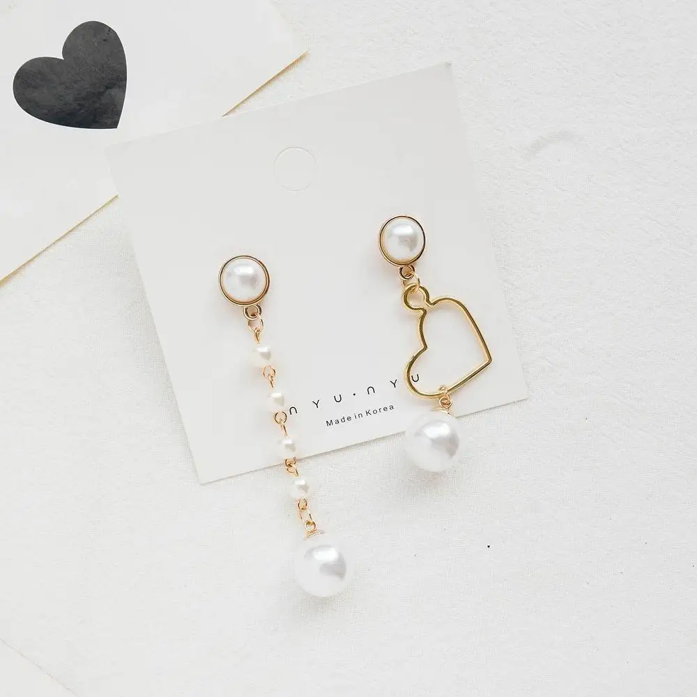 Япония и Южная Корея креативные простые Асимметричные жемчужные серьги в форме