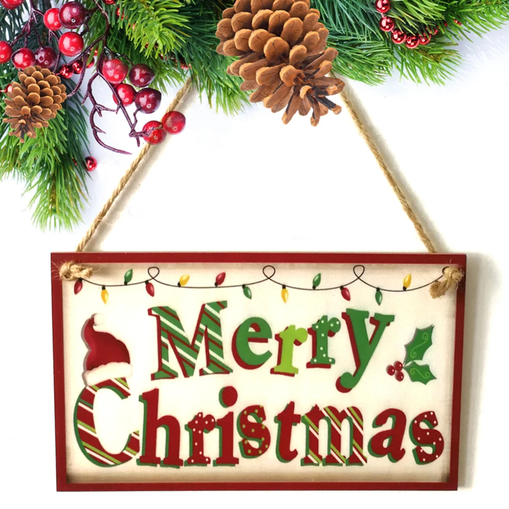 Wooden Wall Door Sign Merry Christmas Banner Decorative Hanging Plate Home Party Decor 2019 Small Gift Wood Plaque | Дом и сад