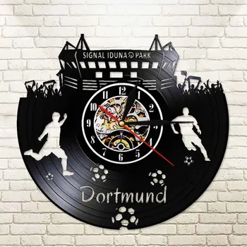 

Dortmund German States Laser Cut Longplay Wall Clock Football Vinyl Record Timepiece LED backlight Modern Watch