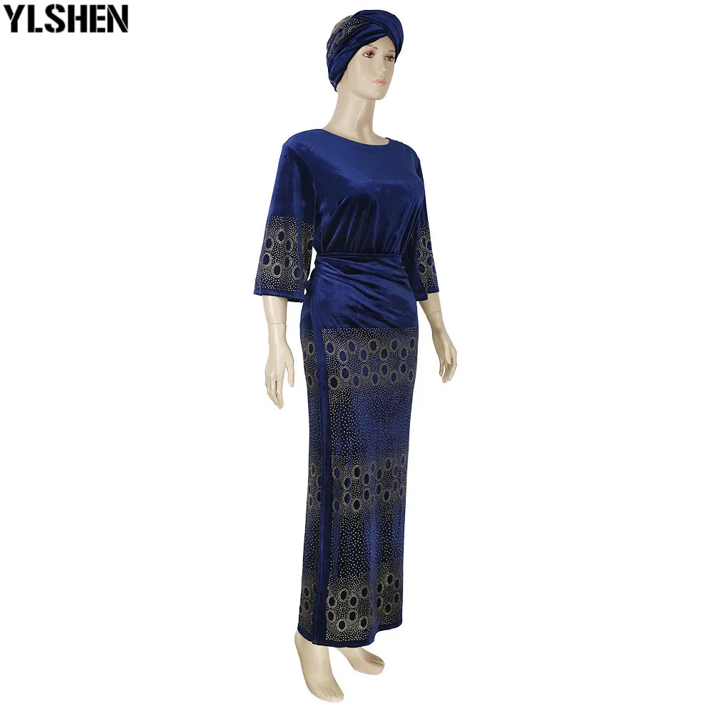 African Dresses for Women 3 Piece Set Dashiki Diamonds Tops Skirt African Clothes Bazin Broder Riche Fashion Robe Africaine Femme 47