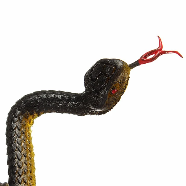 Black and yellow snake simulation snake fake snake small snake soft rubber snake plastic whole scary toy 5