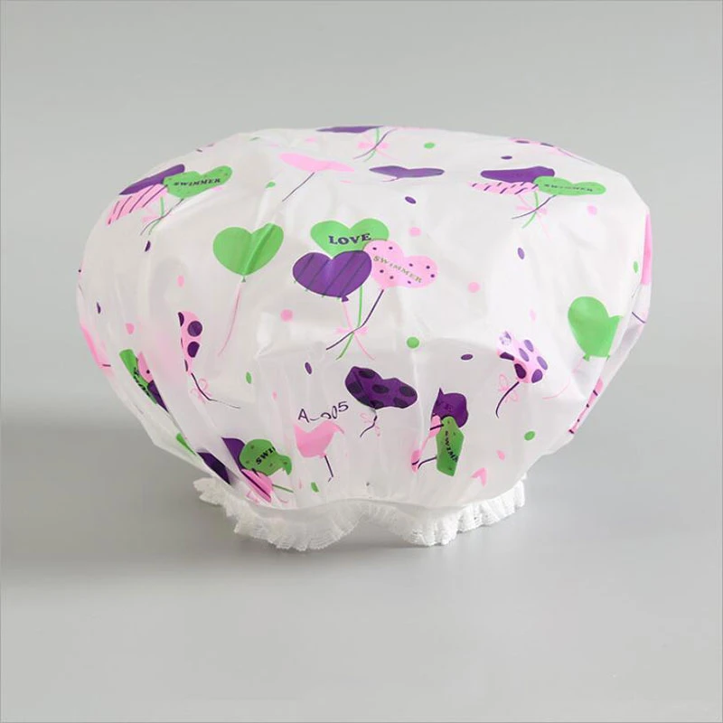 Love balloon Лидер продаж Водонепроницаемый душ Кепки уплотненные теплые леггинсы с эластичной резинкой; ванна шляпа, шапочка для купания для Для женщин спа принадлежность для купания парикмахерский салон Ванная комната продукта - Цвет: Love balloon
