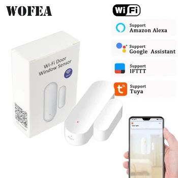 

Wofea Door Window magnetic sensor WiFi App Alerts Battery Operated Home Security detector tuya support alexa google home