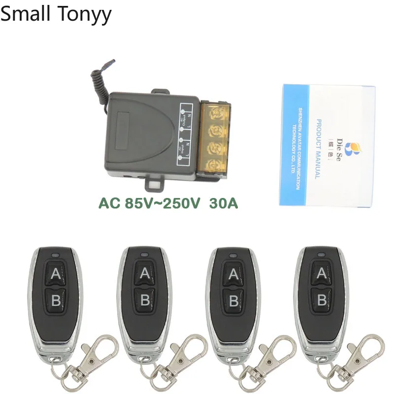 

433MHz Universal Remote Control AC 110V 220V 30A 6600W 1CH rf Relay Receiver and Transmitter High power for Lighting and Pump