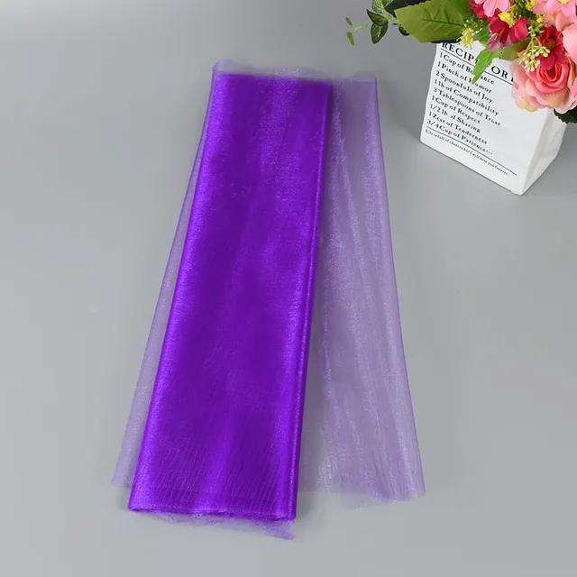 5/10m Wedding Decoration Tulle Roll Crystal Organza Sheer Fabric For Birthday Party Backdrop Wedding Chair Sashes Decor Yarn Purple