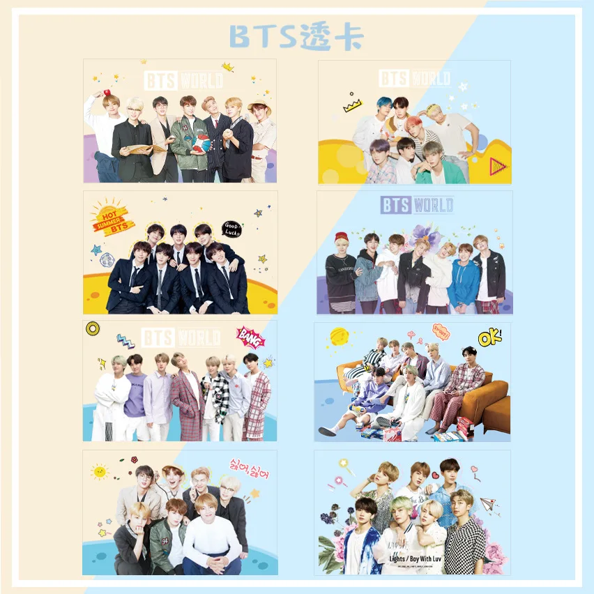 bts Корейская Звездная группа K pop Bangtan boys blackpink txt izone kawaii 8 шт. вентиляторы поддержка прозрачные kpop фотокарты kpop канцелярские принадлежности - Цвет: bts