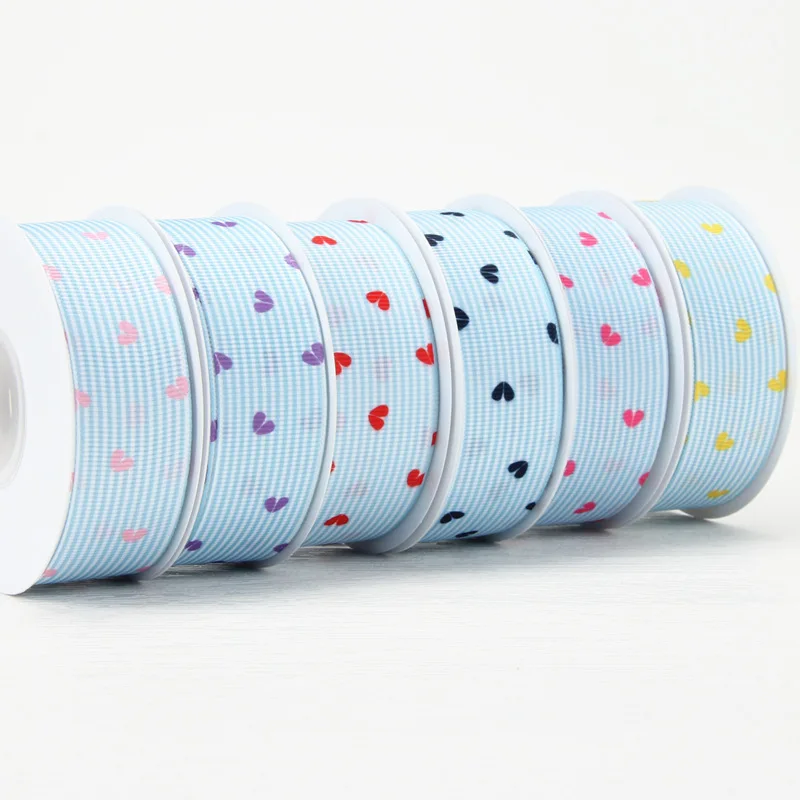 

Grosgrain Ribbon Stripe Heart Printing 100Yards 38mm 25mm Single Face For Gift Box Wrapping Flower Packaging Party Decorations