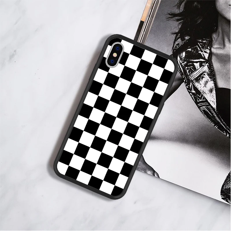 Мультяшный чехол для телефона, чехол для iPhone 7, 8 Plus, XR, X, XS, MAX, 6, 6S Plus, X, 5, SE, классический черный чехол в клетку для телефона, для iPhone 8, 7 Plus