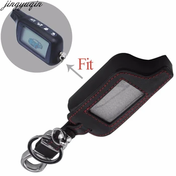 

4 Btns Leather Key Cover Case For Russian Version Vehicle Security Two Way Car Alarm System TOMAHAWK X5 Keychain