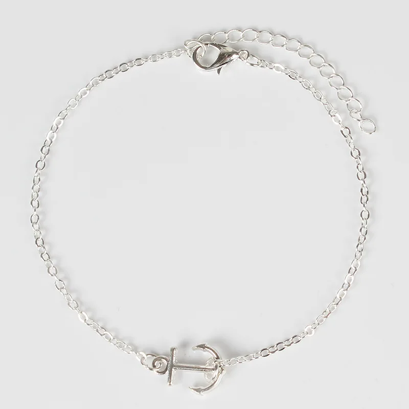 

5 Pieces Peach Heart Anchor Head Pearl Alloy Anklet Female Fashion Anklet Multi-Set Decorations K276