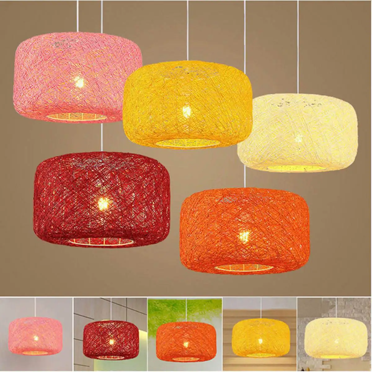 

E27 Modern Rope Hanging Lamp Chandelier Home Lighting Fixtures Dining Room Restaurant Bar Counter Lamp Decoration