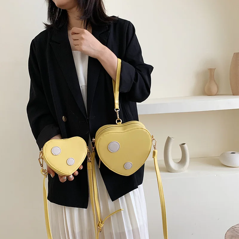 

Women's Bag 2019 New Style CHIC Bag Mini Bean Bean Bag Contrast Color Dotted Heart Shape Shoulder Hand Bag