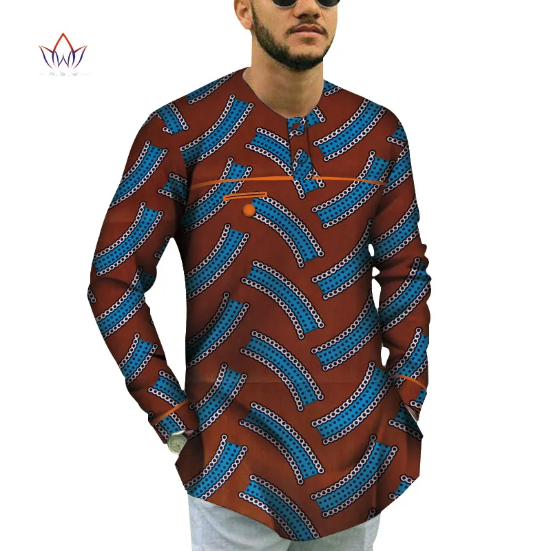 Cotton Men Short Sleeve Top Tees African Clothes Bazin Riche African Design Clothing Casual Mens Print Top Shirts WYN791 - Цвет: 12