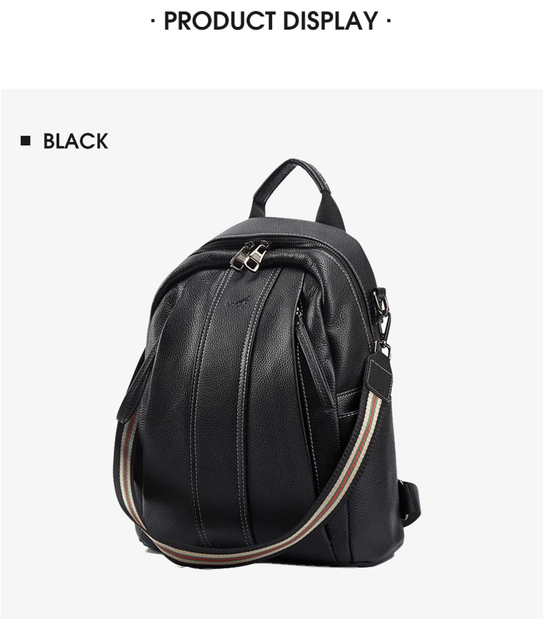 BISON джинсовый женский рюкзак большой вместимости модная однотонная сумка на плечо на молнии женская сумка из натуральной кожи школьная сумка B1885
