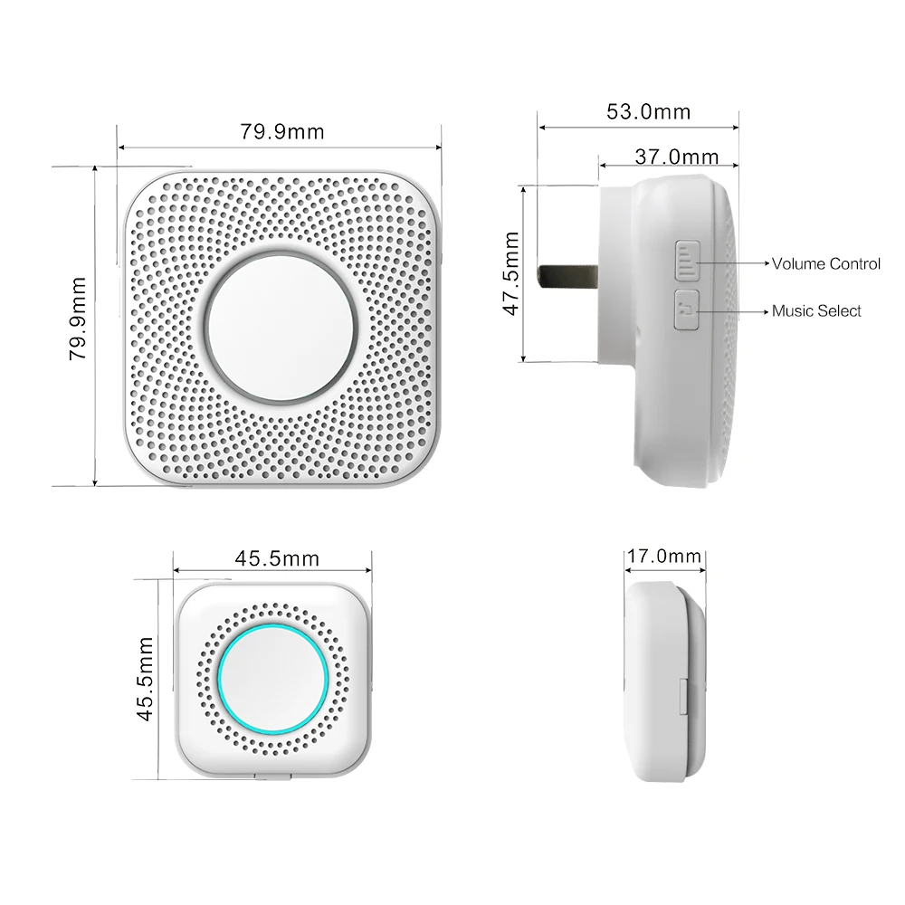 YUPA 433MHZ Wireless Smart Doorbell LED Light 36 Songs Welcome Home Security EU US Pulg Button Doorbell