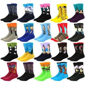 

Cotton Socks Men Starry Night Winter Retro Women Personality Art Van Gogh Socks Oil Painting Socks Funny Happy Socks Male Socken