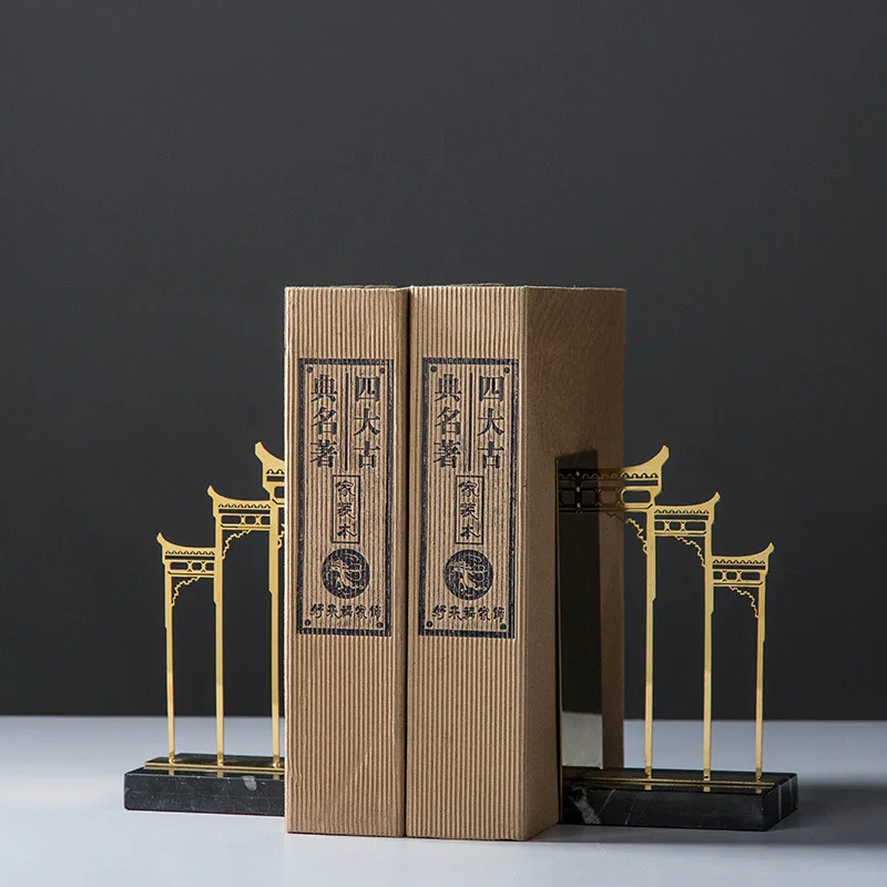 

Chinese Style Archway Bookends Iron Art Book End Soft Loading Decoration Home Metal Handicraft Home Decorations Pendulum